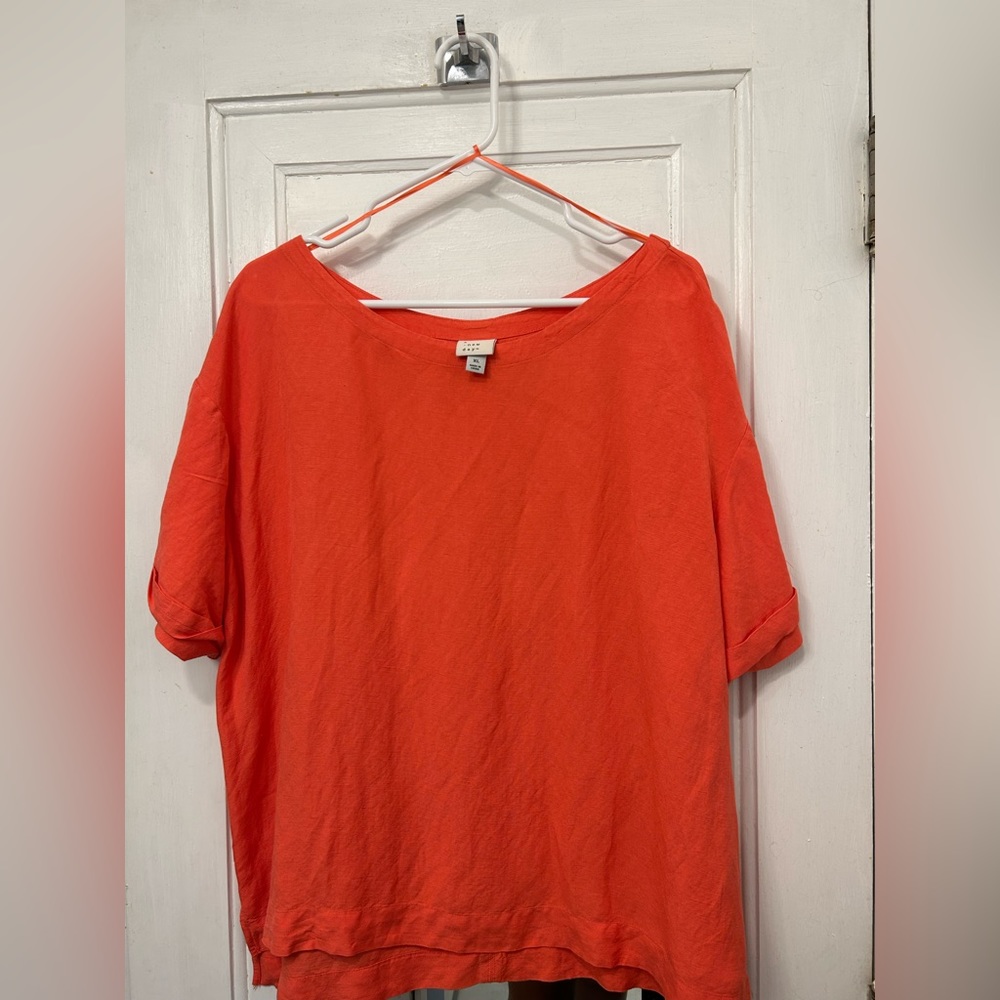 Orange linen/rayon shirt size xl, summer classic